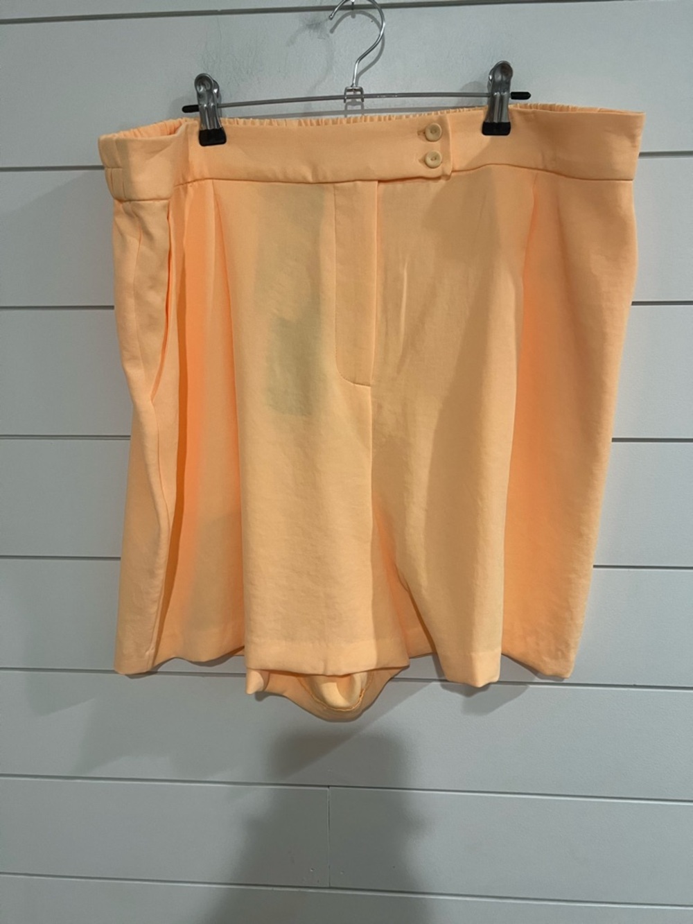 Skies Are Blue Peach High-Waist Women's dress shorts with Double-Button Waist